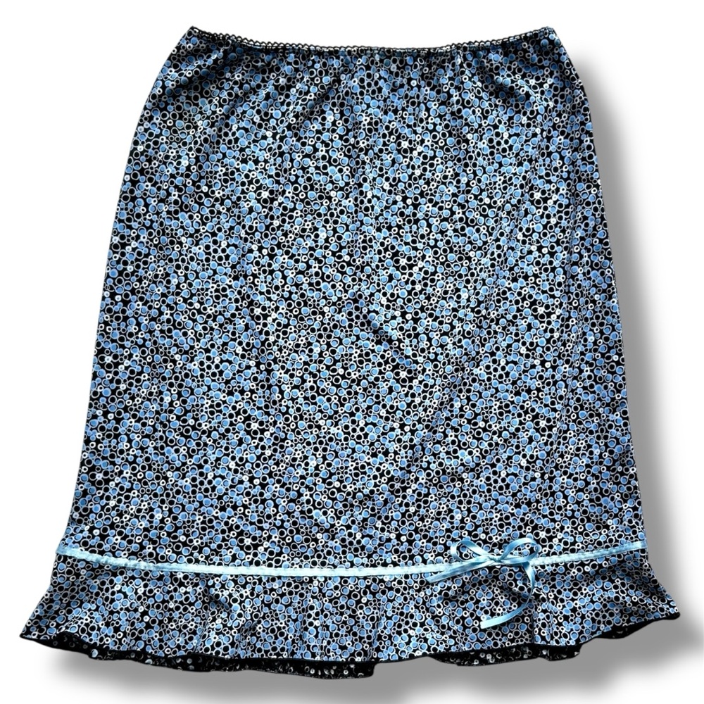 Y2K Luna Chix Polka Dots Midi Skirt with Ruffle and Bow Detail size M US Made